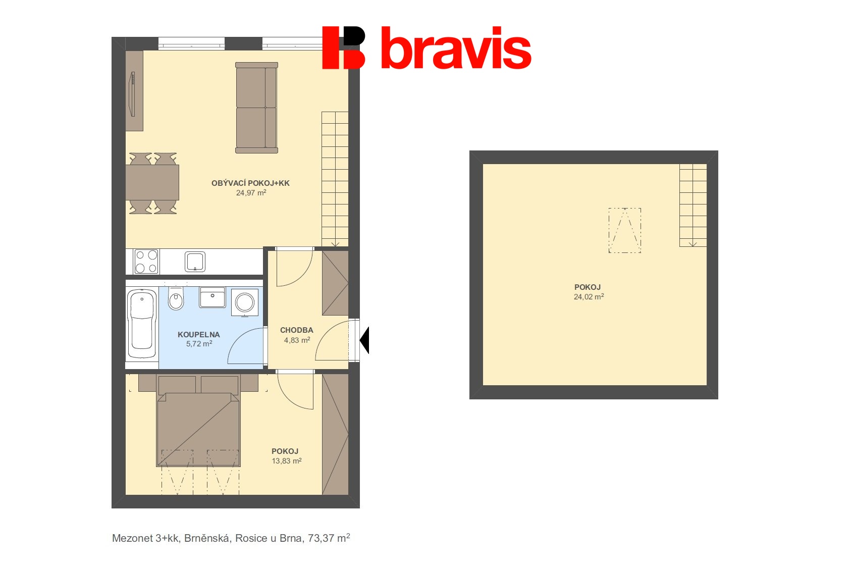 Mezonet 3+kk Brněnská 73,37m2