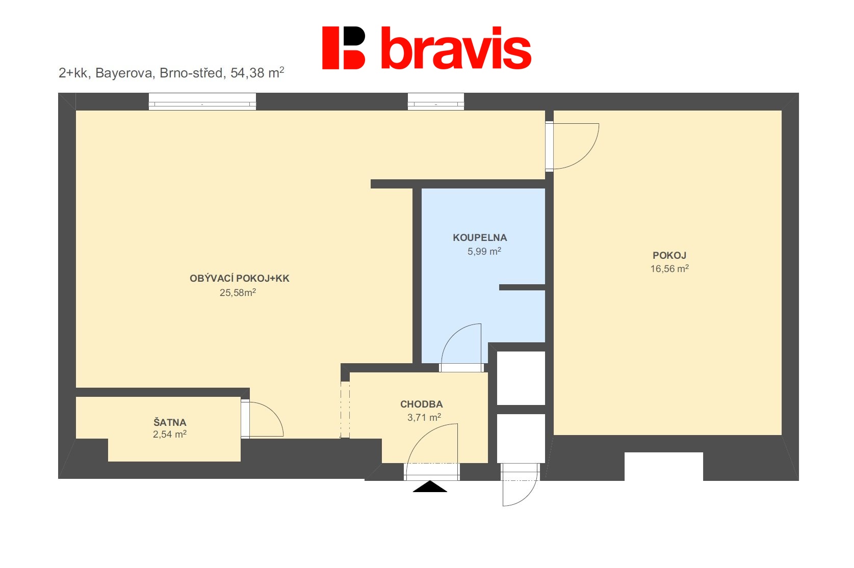 2+kk Bayerova 54,38m2 byt 35