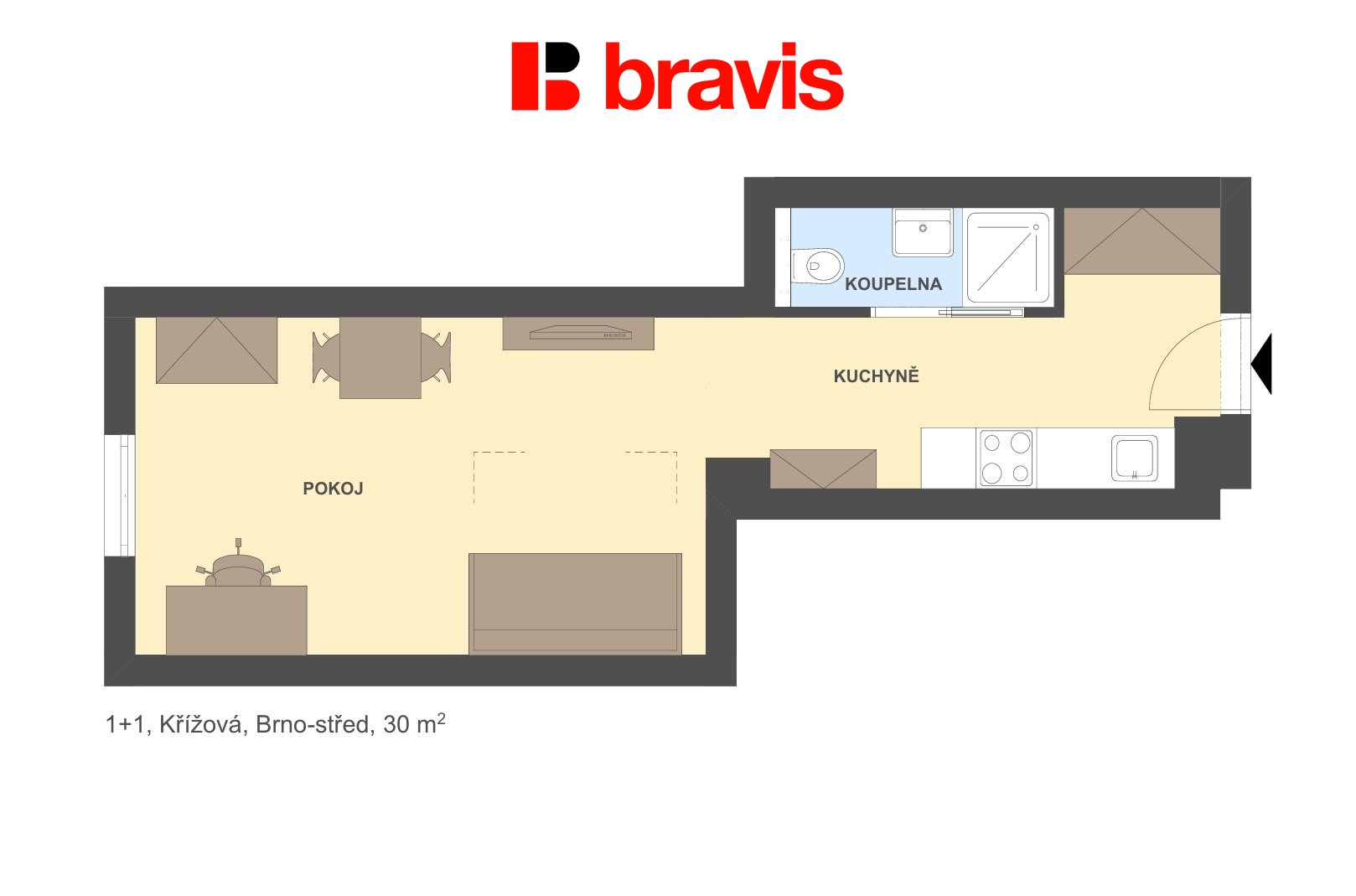 1+1 Křížová 30m2