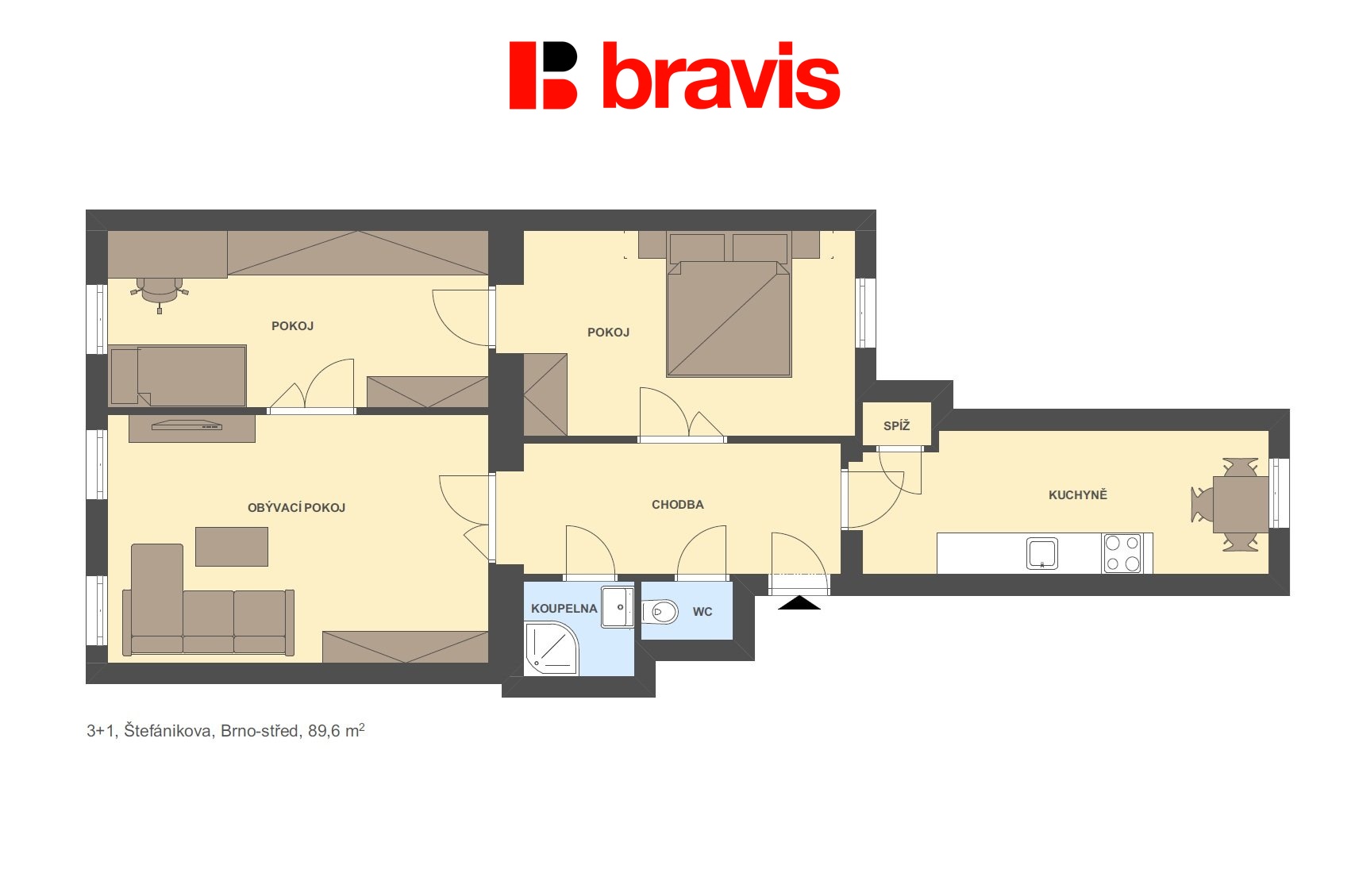 3+1 Štefánikova 89,6m2