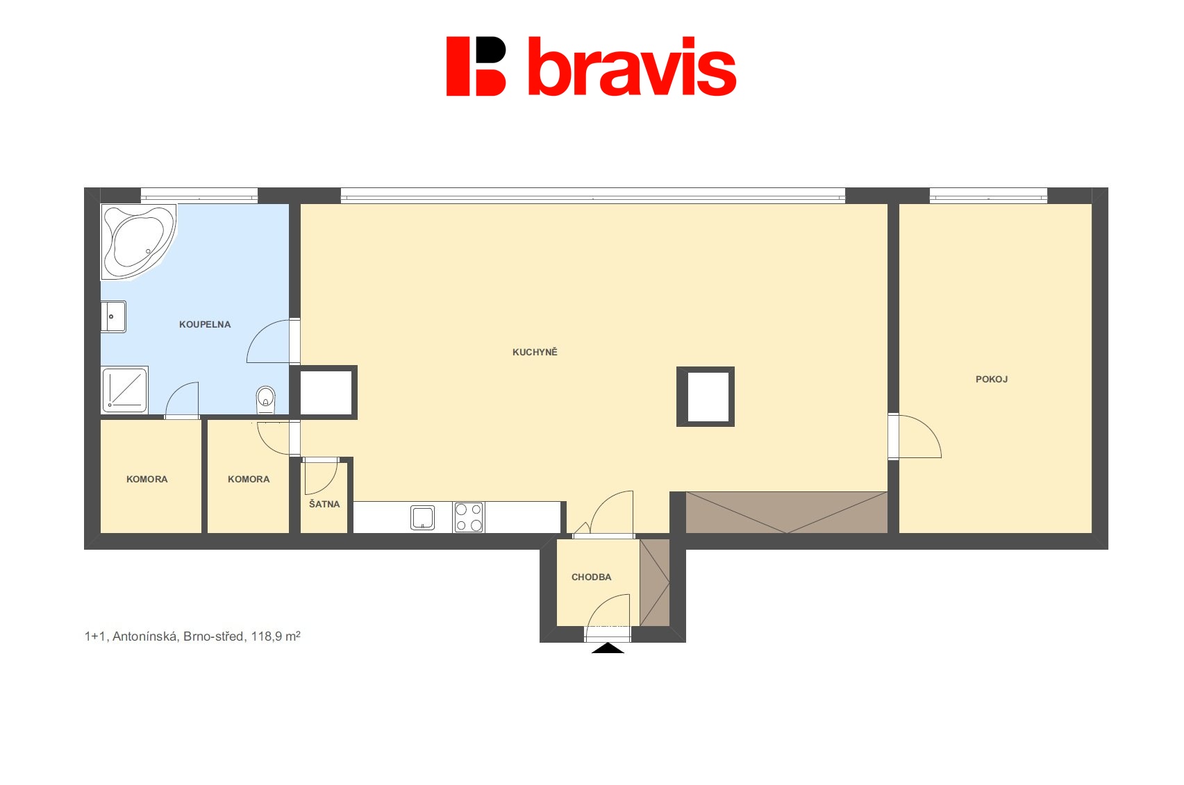 1+1 Antonínská 118,9m2
