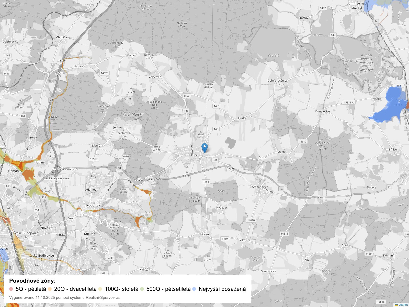 Mapa povodňových oblastí: obec