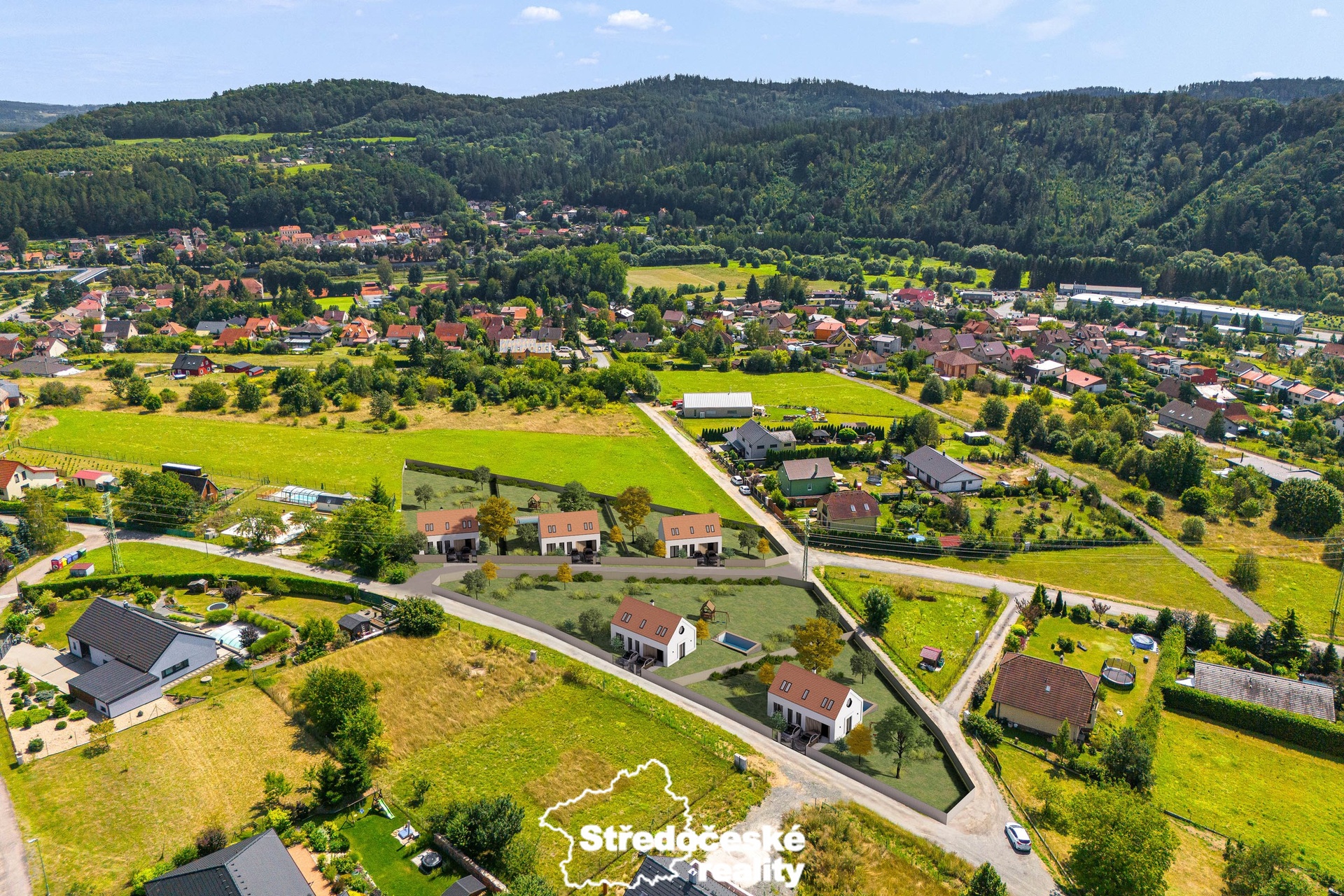 vizualizace možné stavby - všechny pozemky