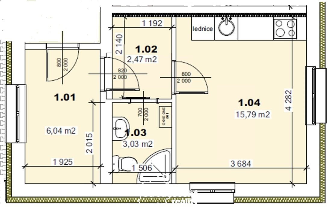 plánek byt číslo 1 - Natalie