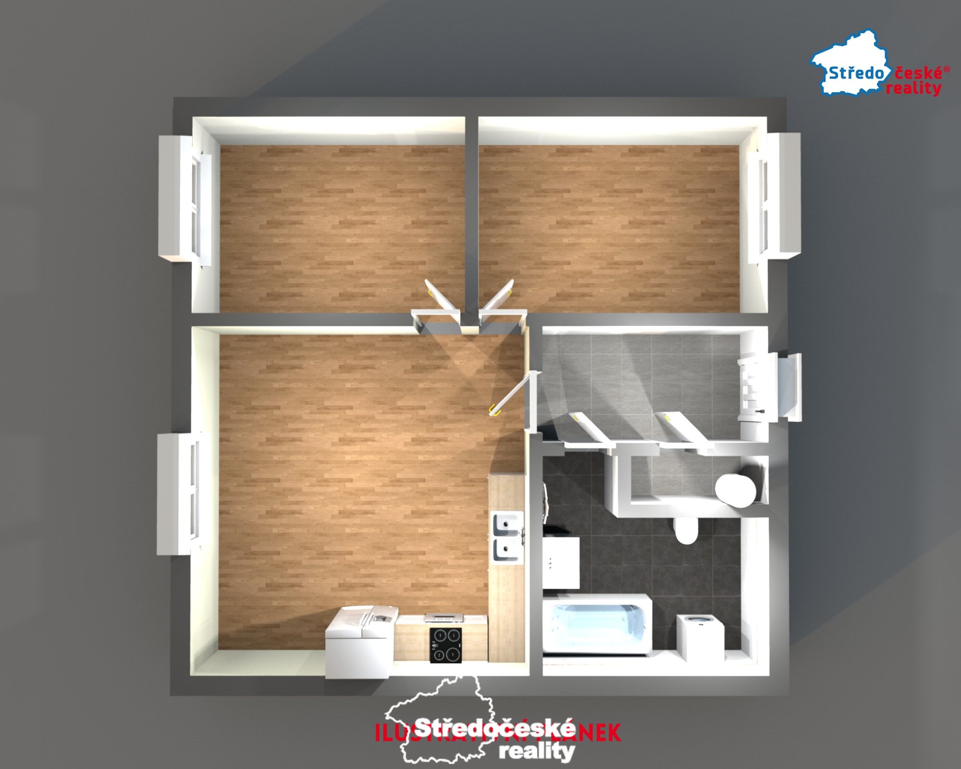 ilustrativní pla?nek bytu ve 3D