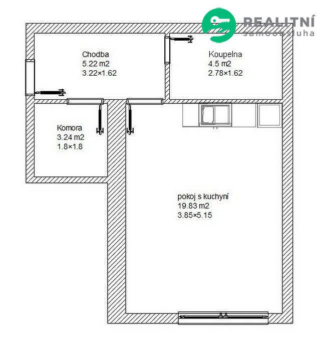 Prodej zděné garsoniéry 33 m² – Český Krumlov, Urbinská ulice