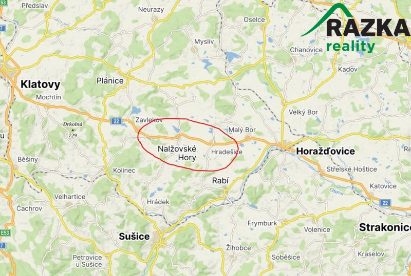 Soubor pozemků určených pro bydlení v Nalžovských Horách