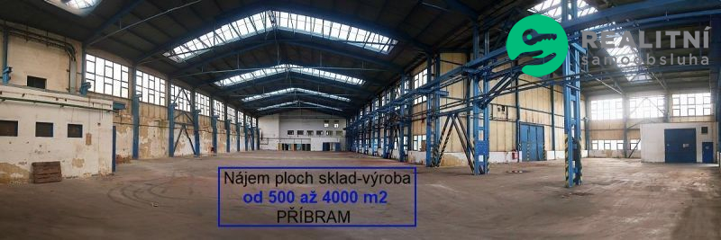 Nájem ploch sklad-výroba, od 500 až 4000 m2, PŘÍBRAM