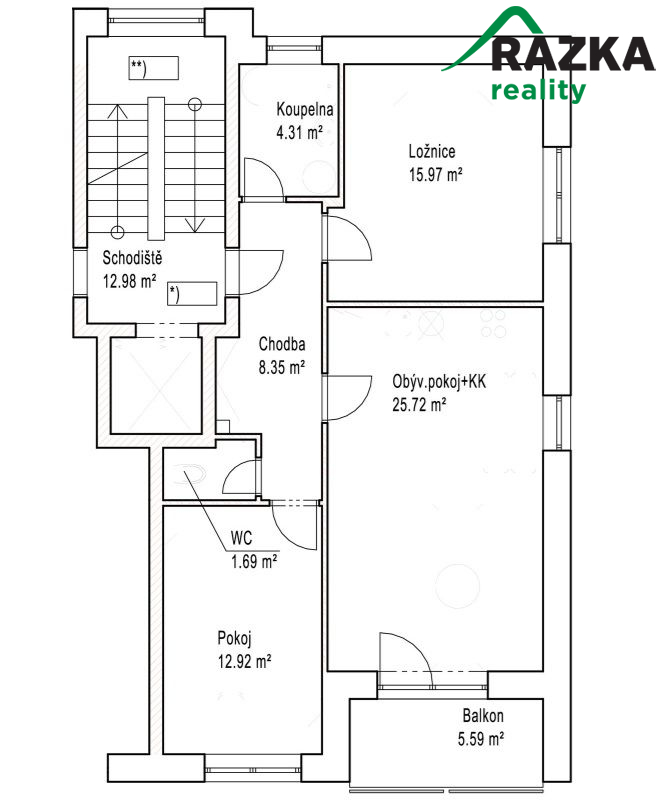 Novostavba 3+kk s balkonem, 74 m2, Tachov, ul. Pal
