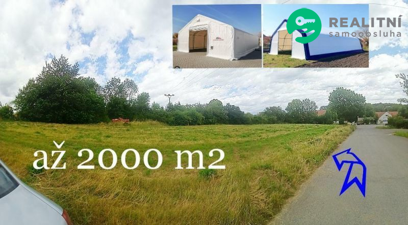 Nájem pozemků až 1000 m2, oploceno, zázemí, u Černošic (PZ)