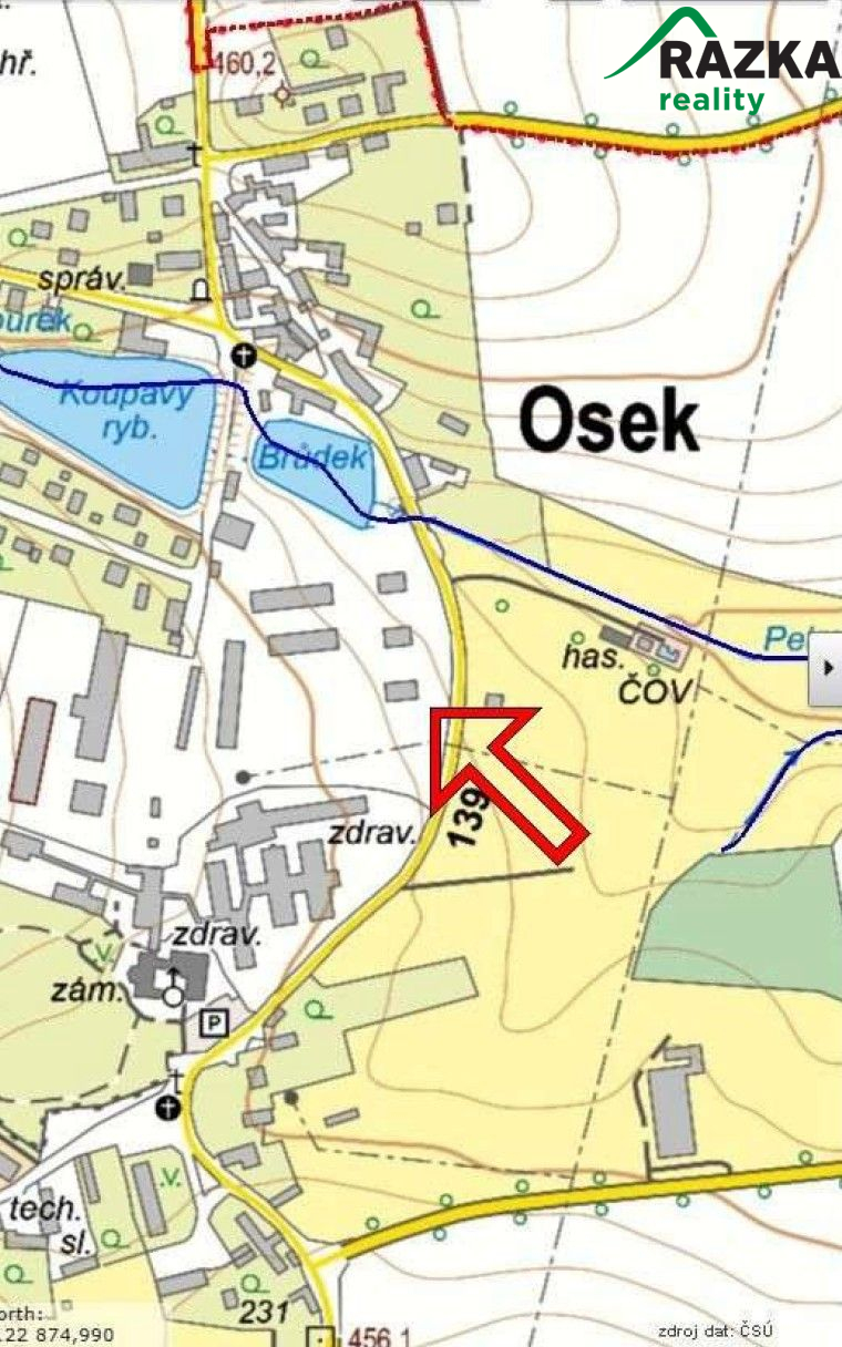podíl 594/10734 na pozemku v Oseku u Strakonic