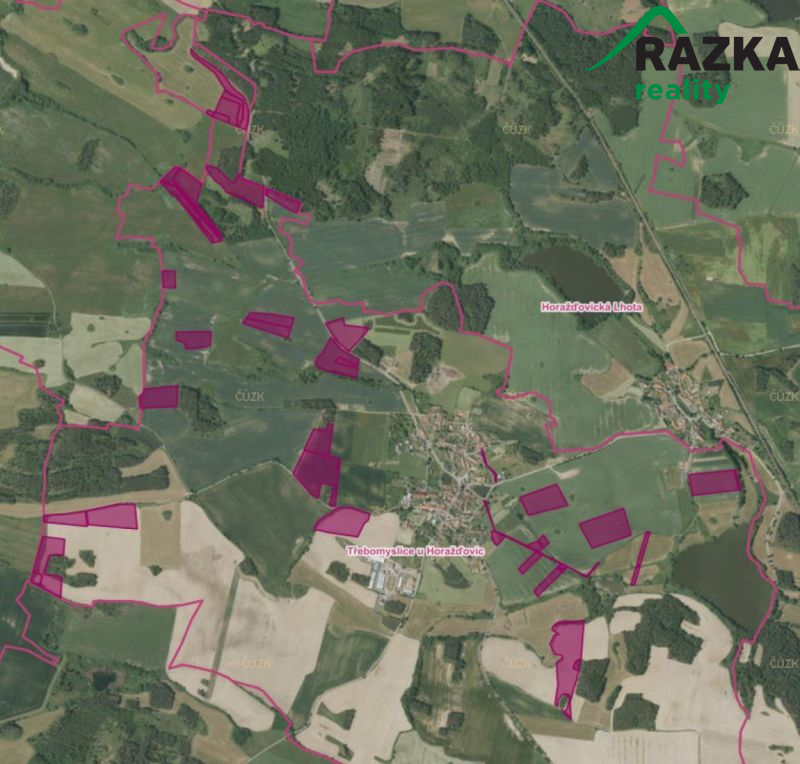 Zemědělské pozemky 82,8 hektarů na Klatovsku