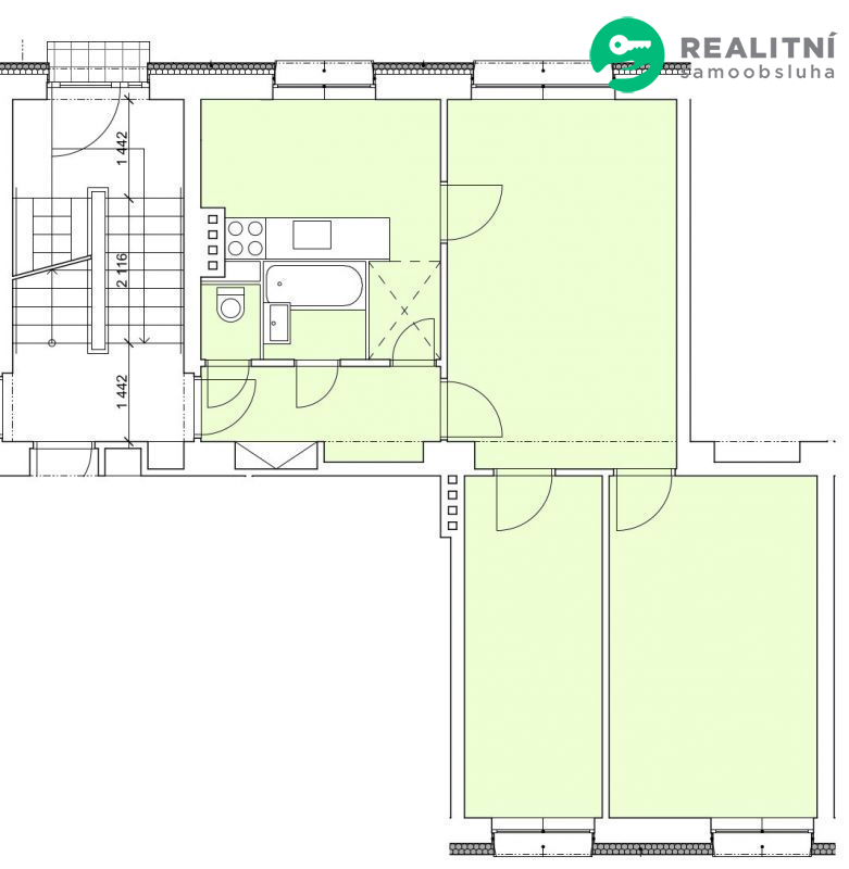 Byt 3+1 63 m2 osobní vlastnictví, Chrudim, klidné místo, cihla