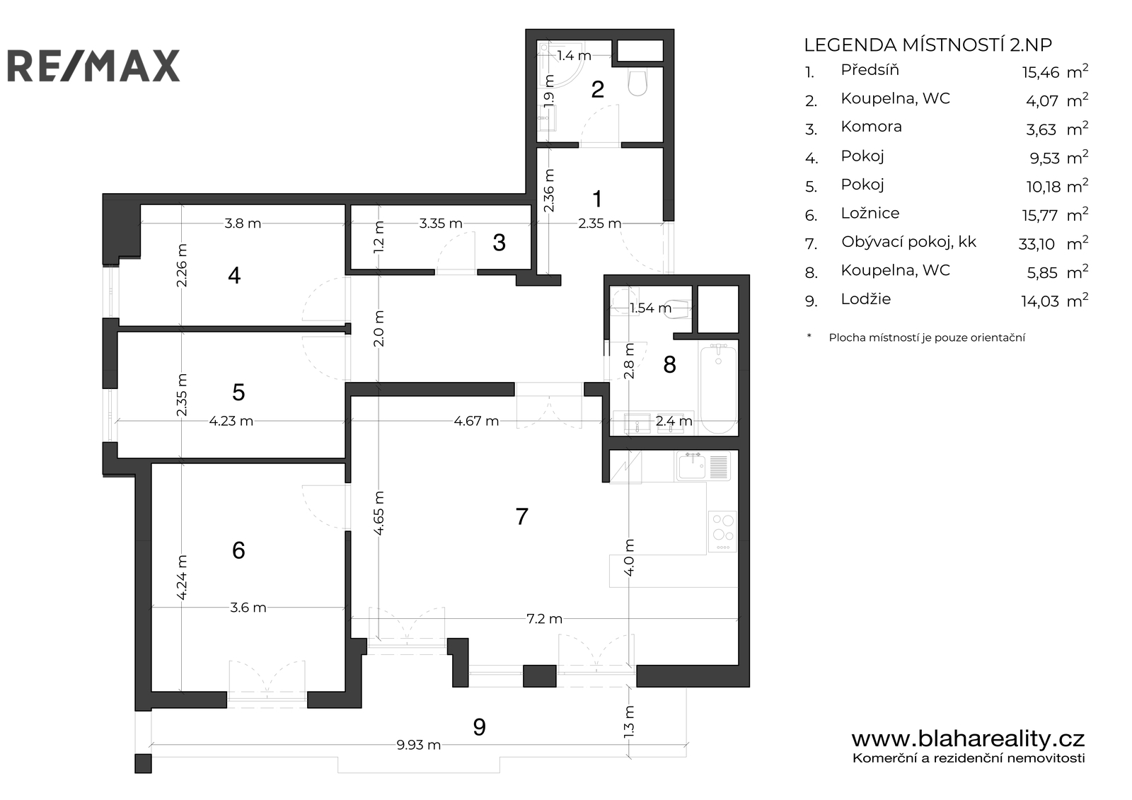 Půdorys - Pronájem 4+kk, Hradec Králové - Třebeš