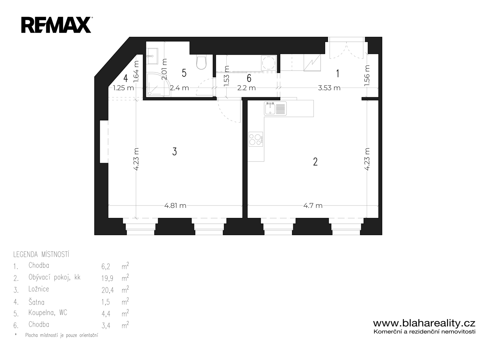 3D půdorys - Pronájem 2+kk, Zborovská 814/19, Prah