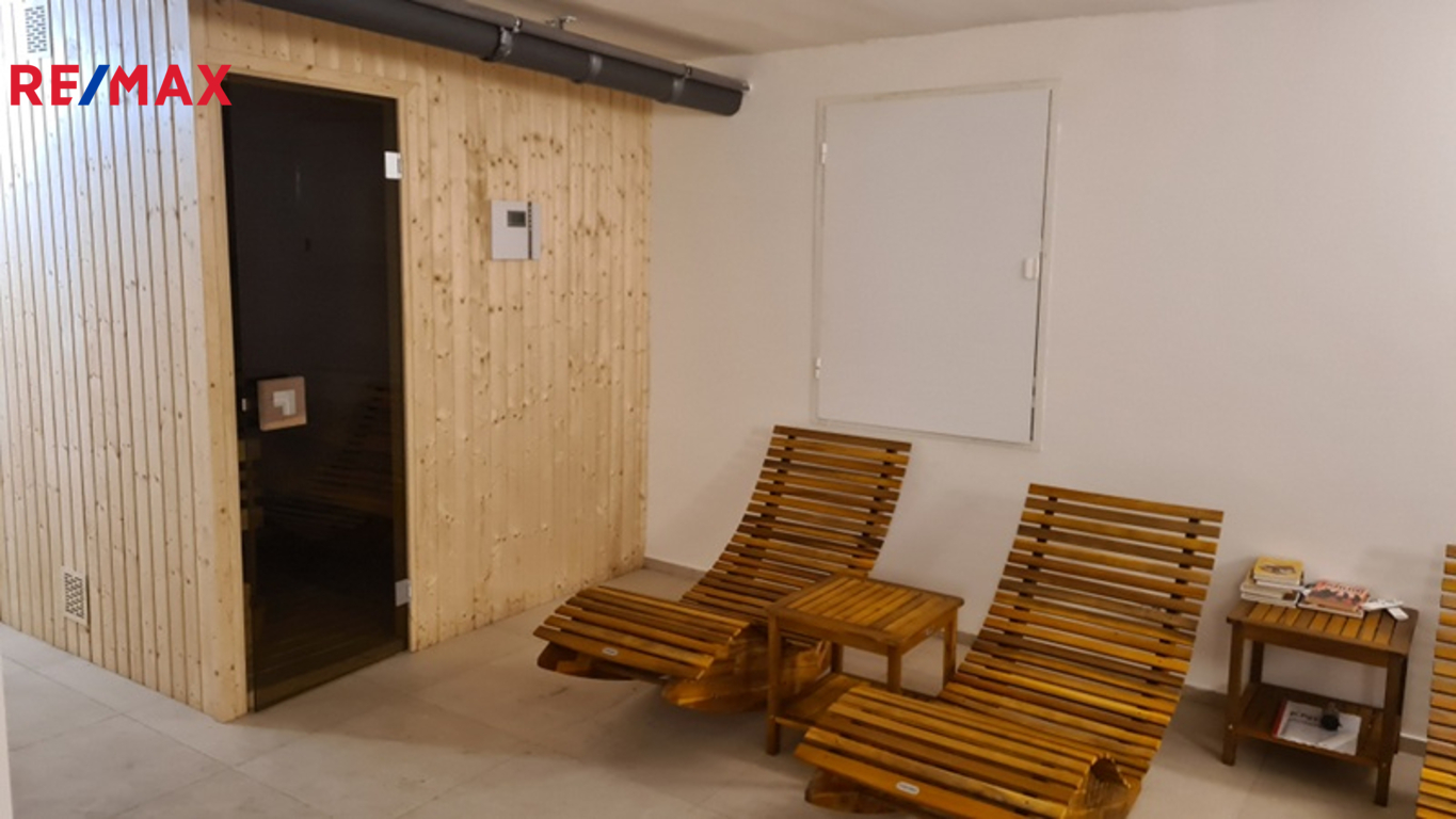 Pohled na prostory sauny, které poskytují relax