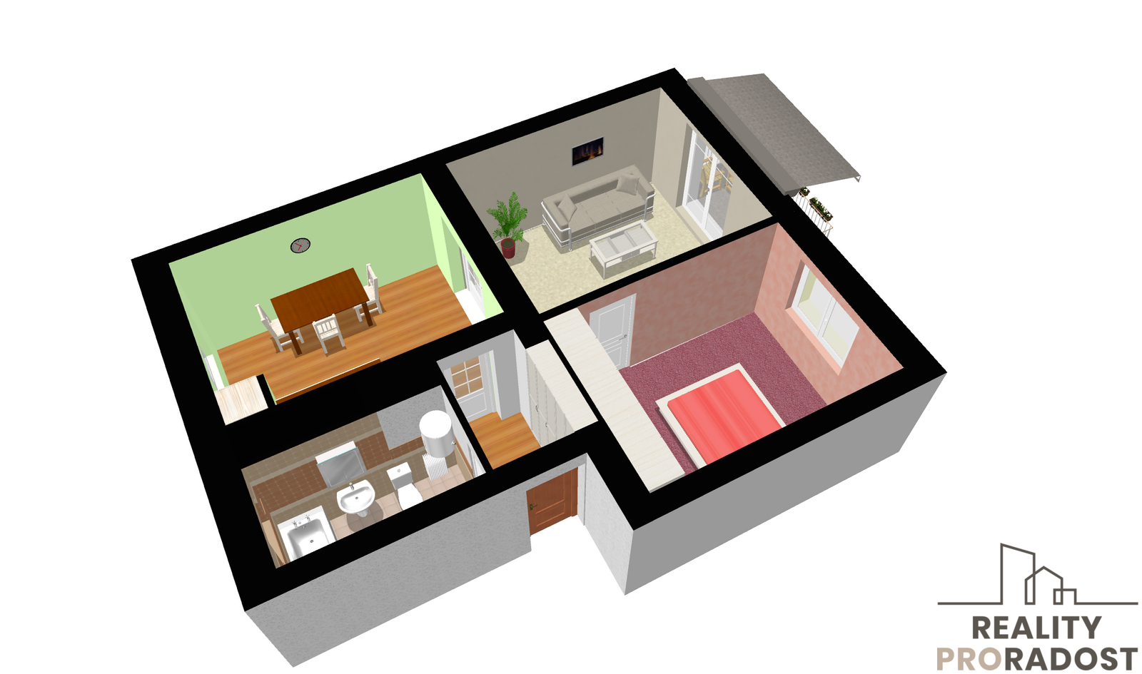 Byt 2+1 Přerov půdorys