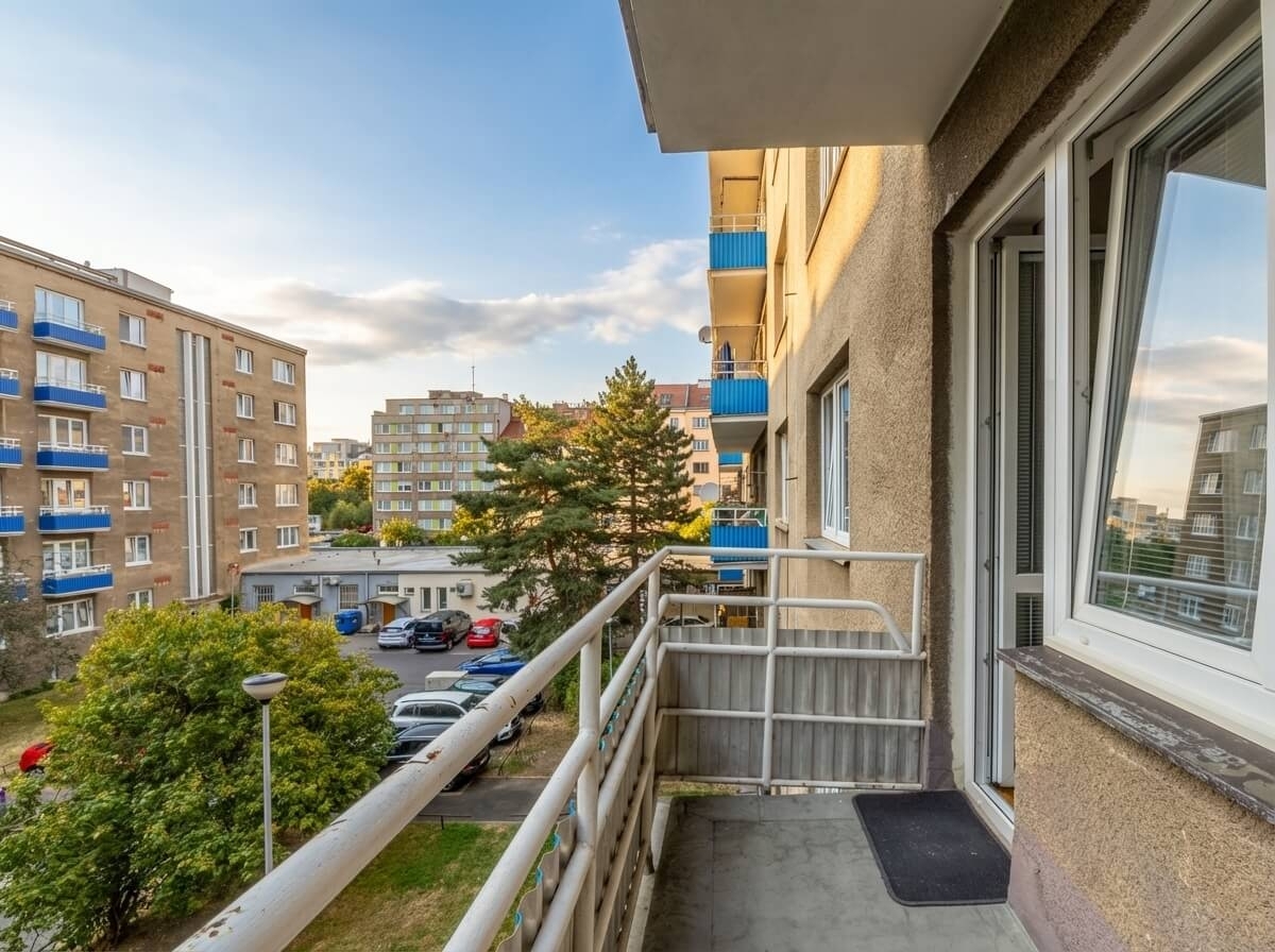 Balkon 6 m&sup2; s výhledem do tiché ulice, Praha 