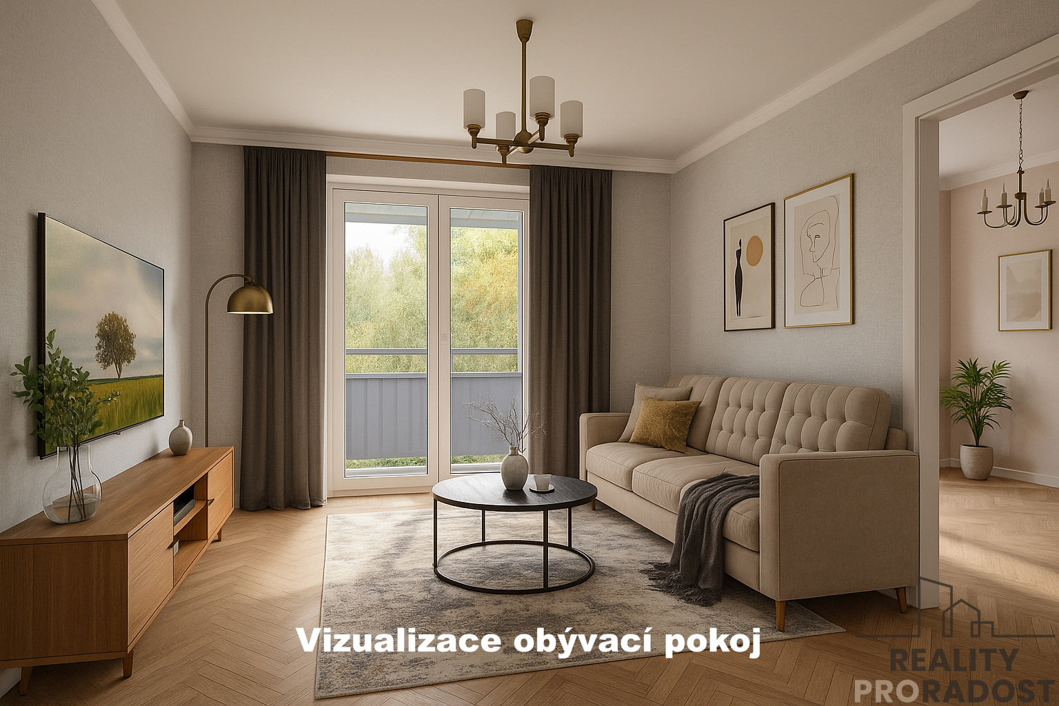 Byt 2+1 Přerov vizualizace obývací pokoj