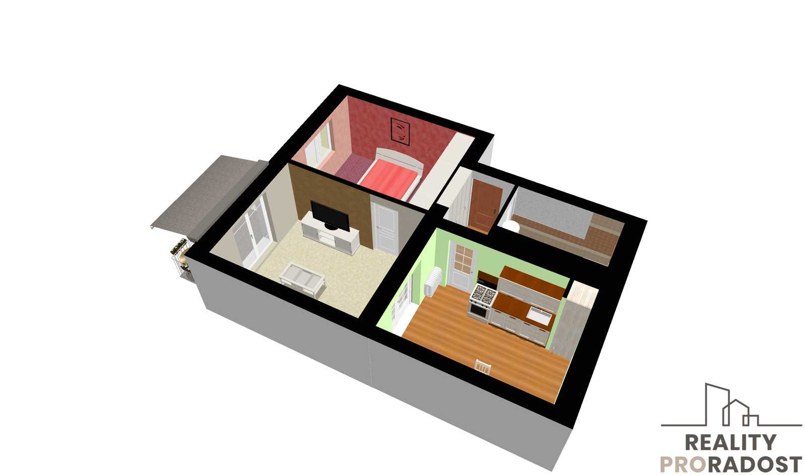 Byt 2+1 Přerov půdorys