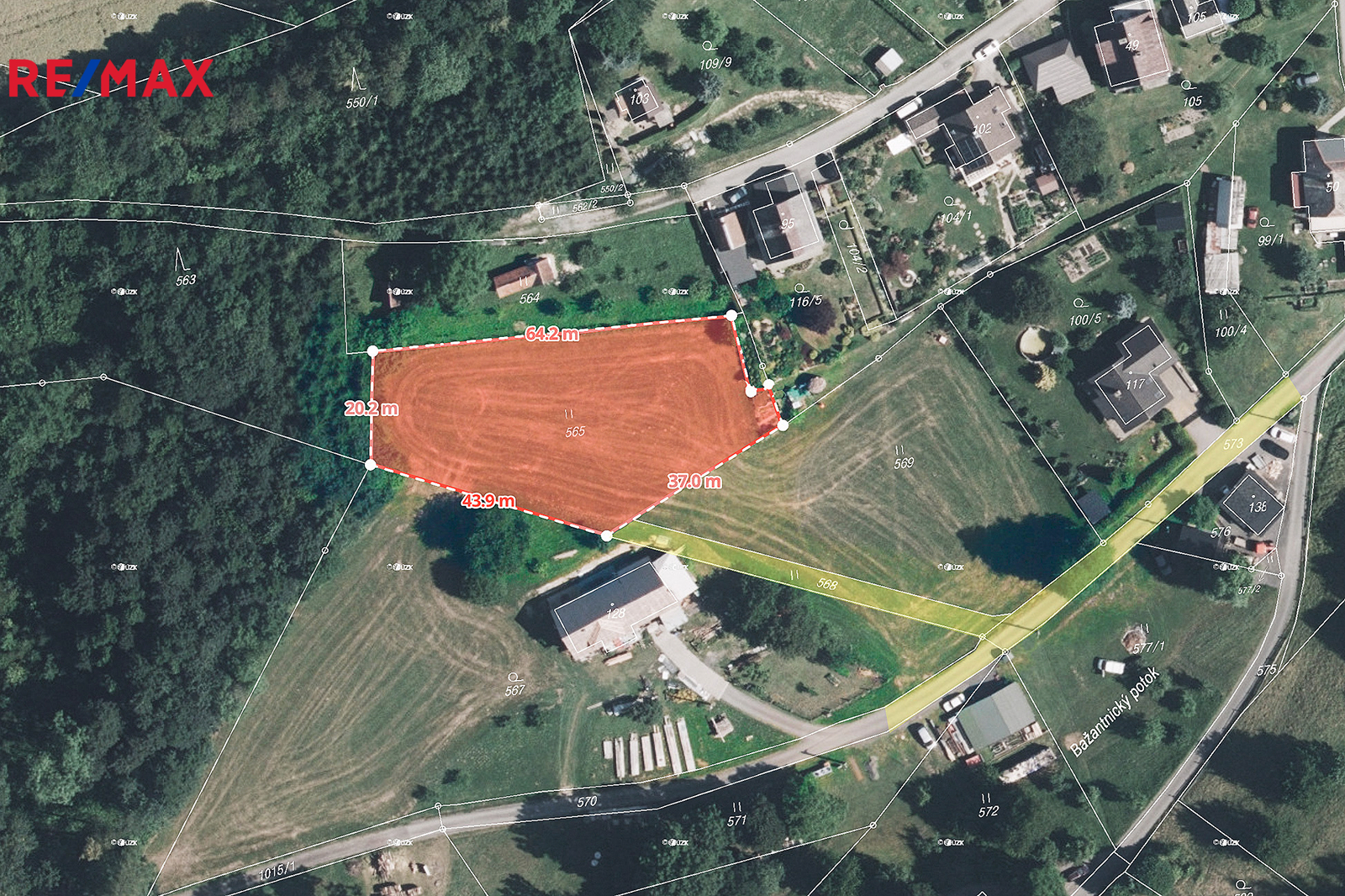 Ortofoto mapa s katastrální situací