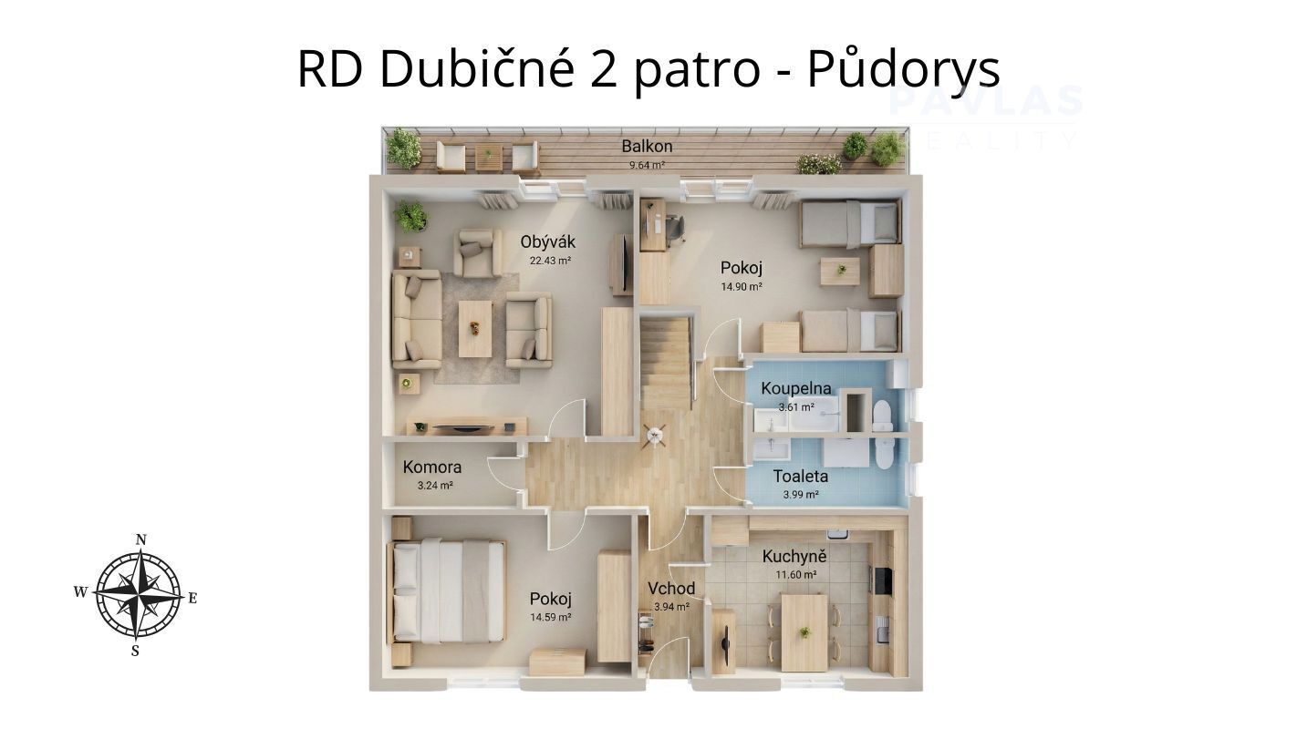 RD Dubičné 2 patro - 3D Půdorys.jpg