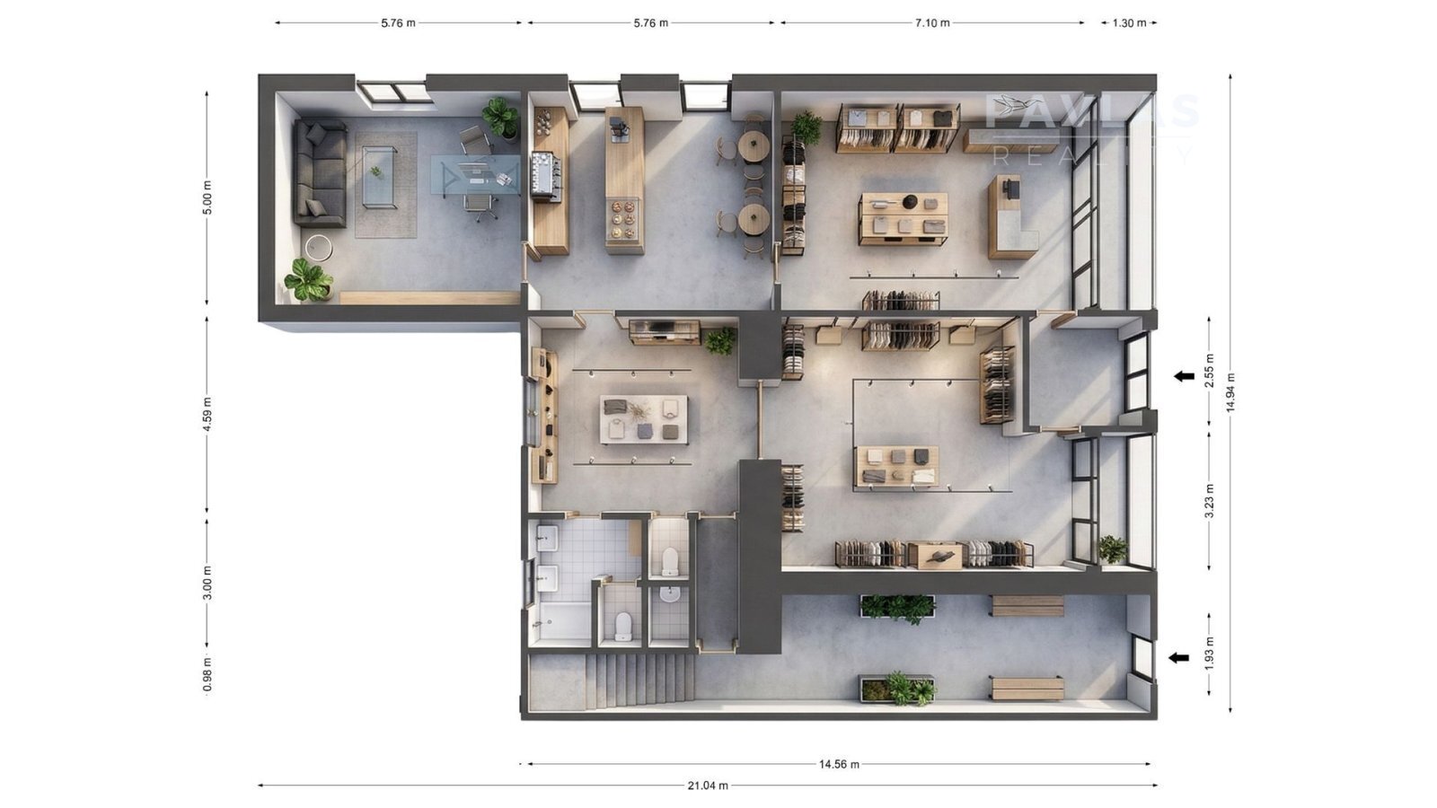 3D půdorys Dům Veselý nad Lužnicí - přízemí nebyto
