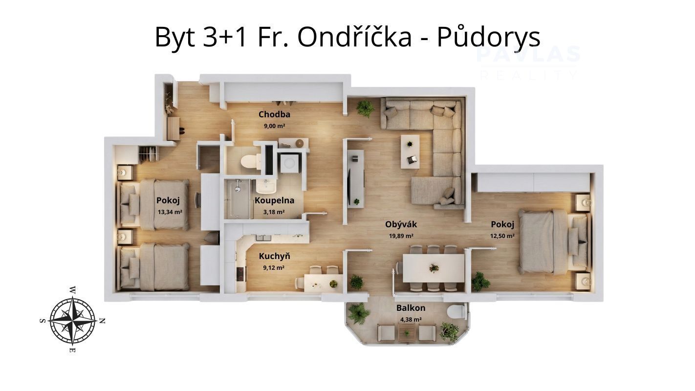 Byt 3+1 Fr. Ondříčka - 3D Půdorys.jpg