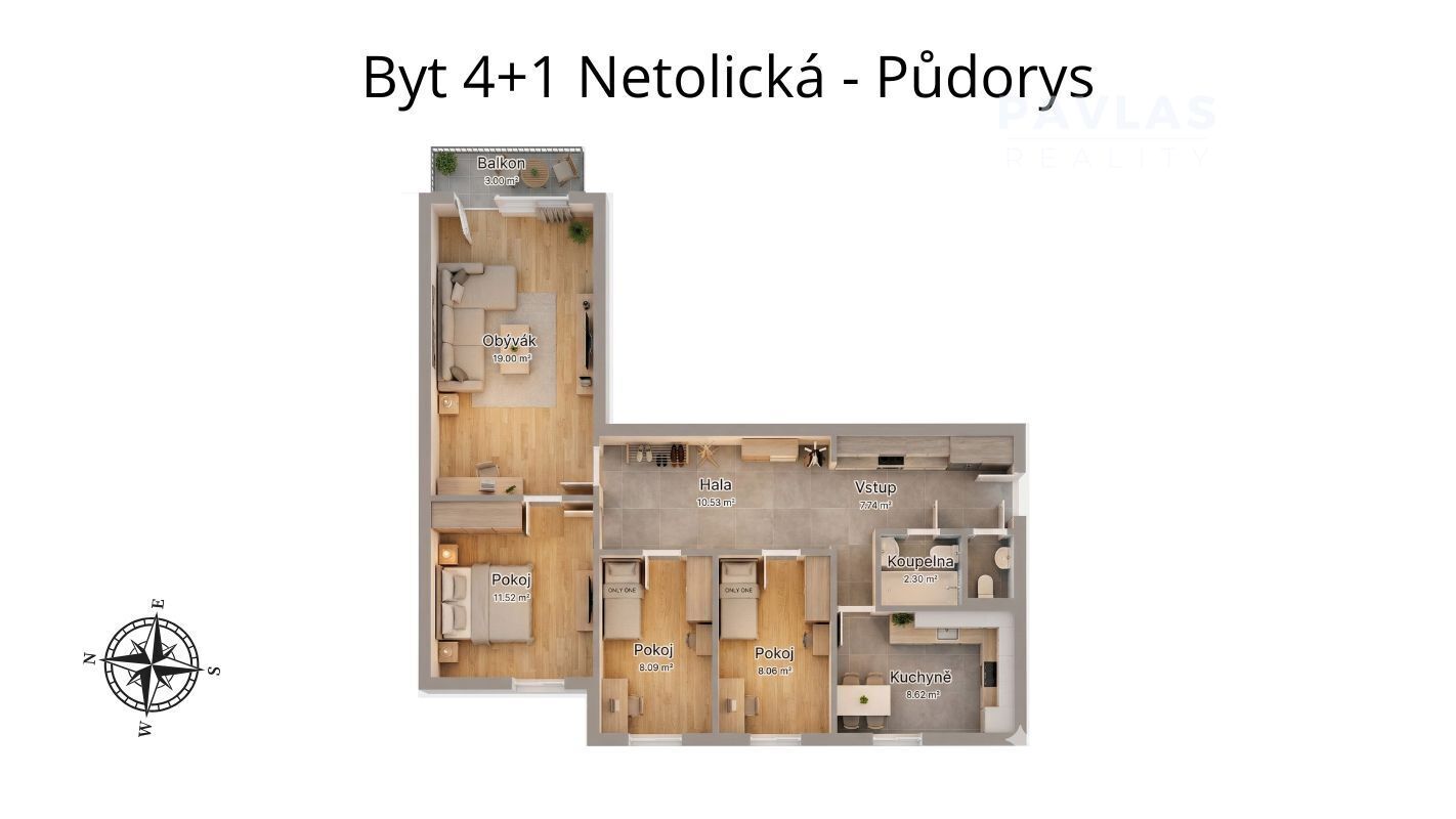 Byt 4+1 Netolická - 3D Půdorys.jpg
