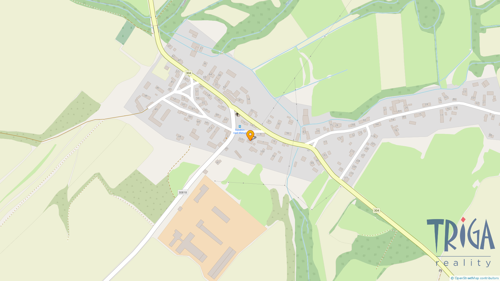 Mapa umístění nemovitosti.