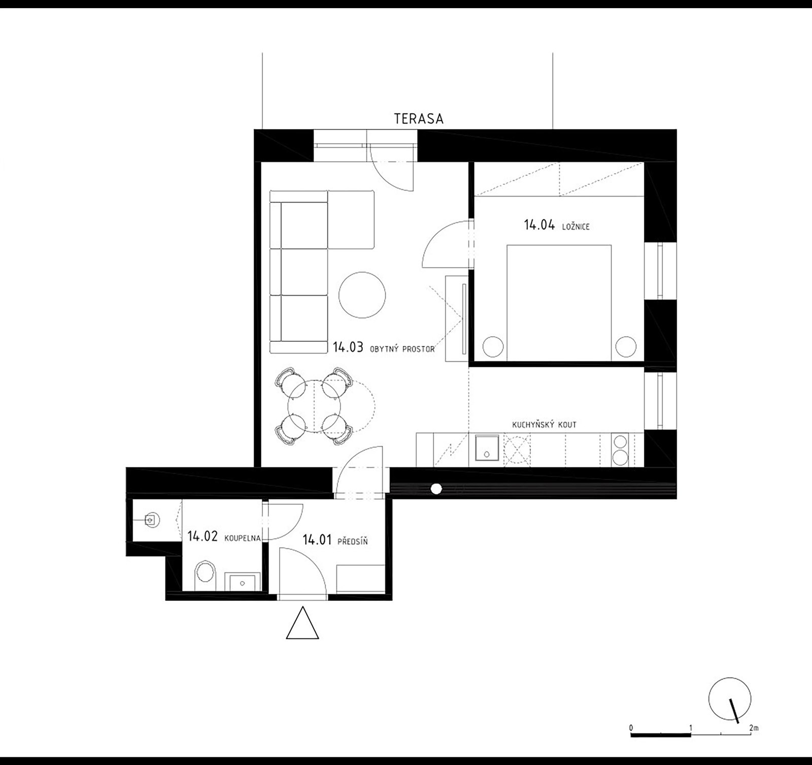 Prodej apartmánu č. 14, 2+kk, 58,6 m2 ve stavu FIT OUT