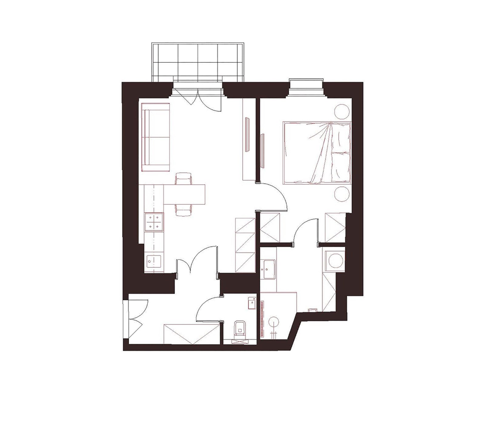 Prosvětlený byt 2+kk s balkonem, 5. NP