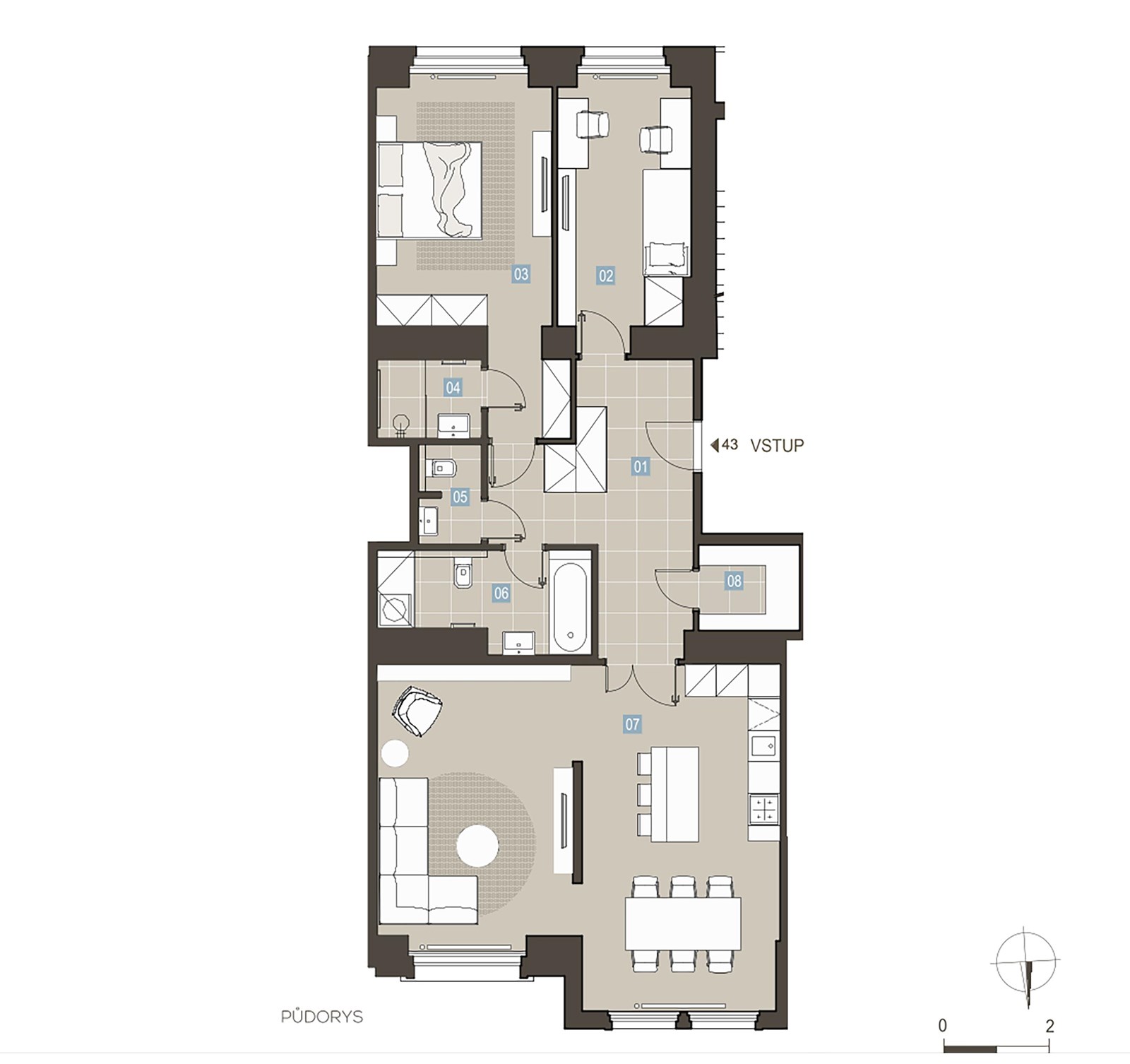 Bytová jednotka 43 ve stavu FIT OUT