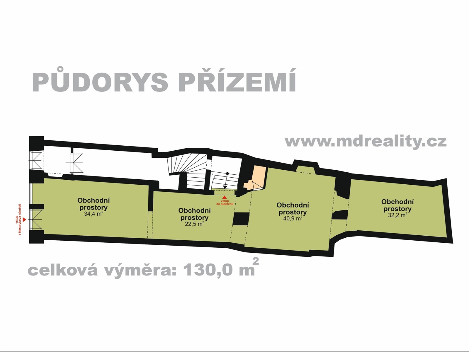 Obchodní prostory na Masarykově náměstí v Jihlavě 