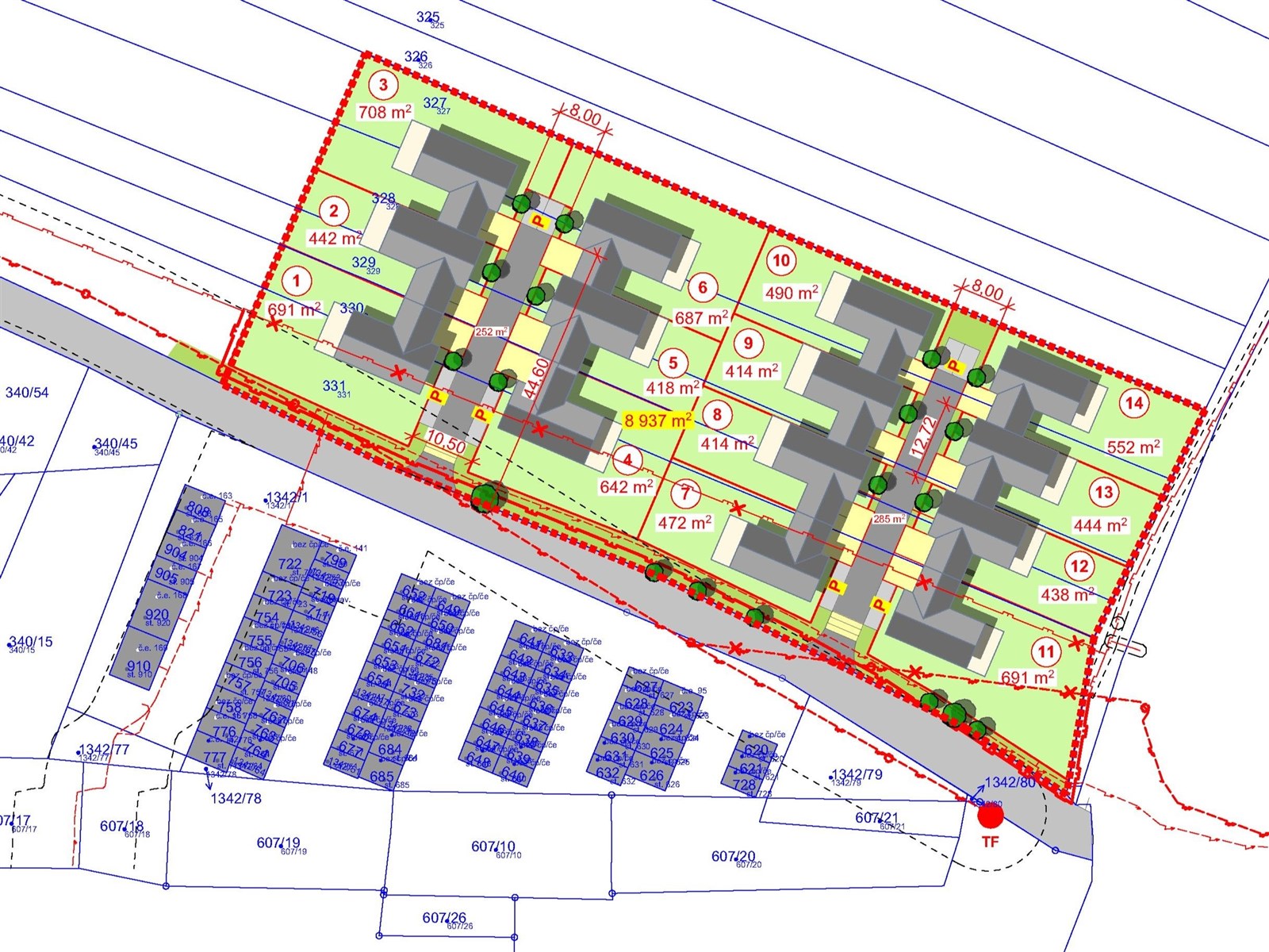 Developerský projekt Za Tratí v Okříškách (URBANIS