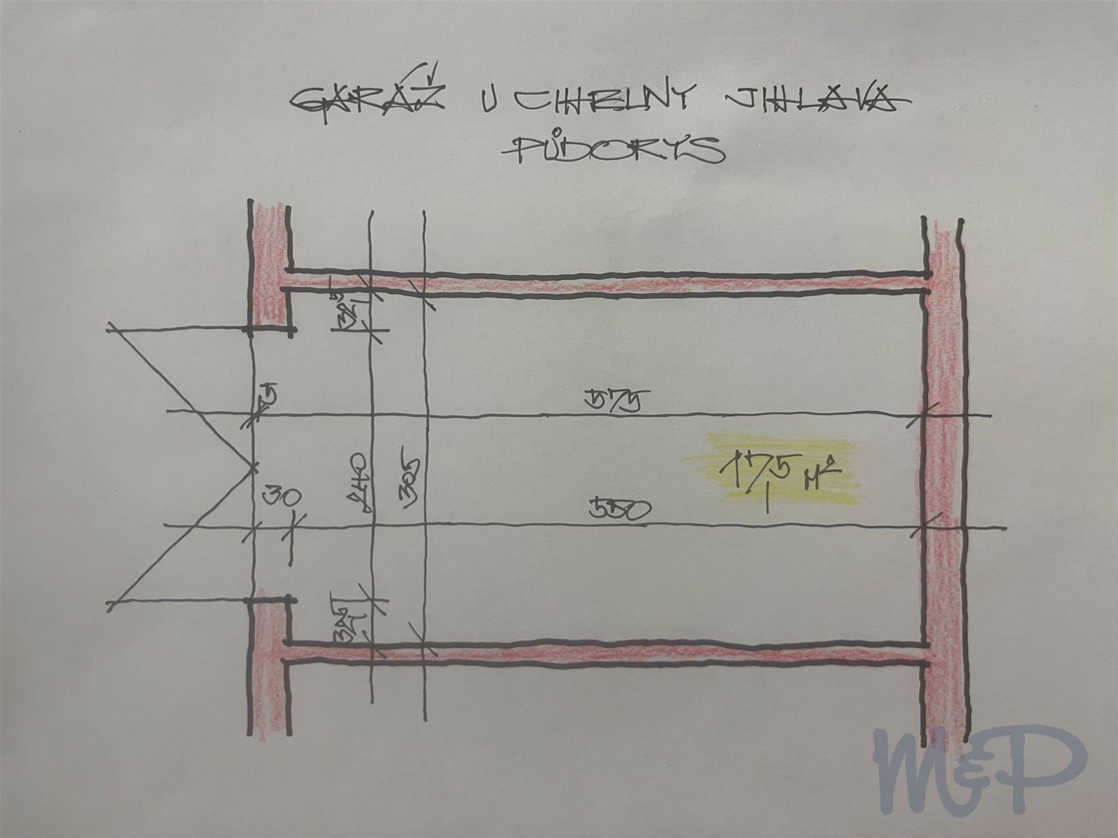 Garáž U Cihelny v Jihlavě (PŮDORYS)