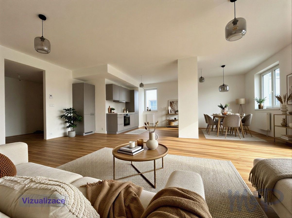 Prodej bytu 3+kk na Stříbrných terasách v Jihlavě (OBÝVACÍ POKOJ S KUCHYŇSKÝM KOUTEM))