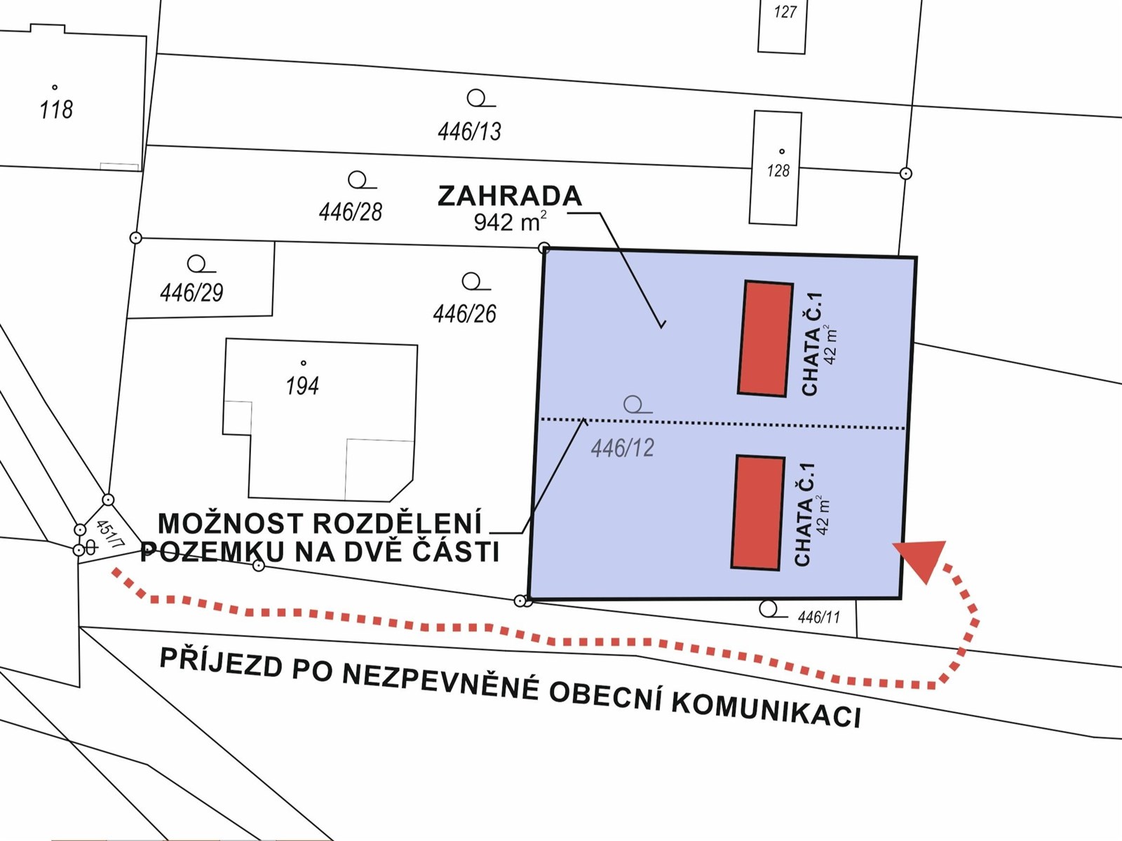 Stavební pozemek Dolní Němčice (SNÍMEK KATASTRÁLNÍ