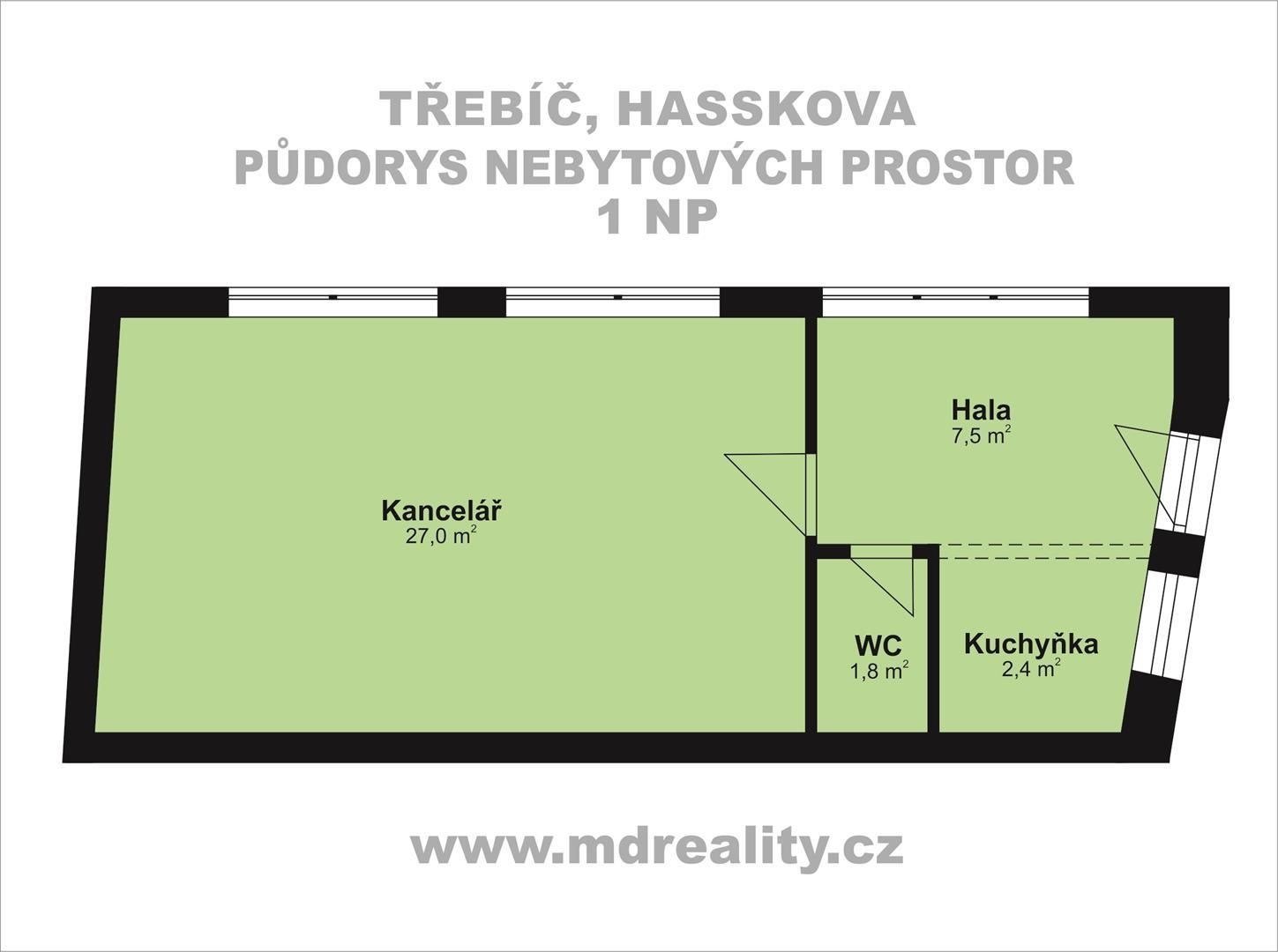 Pronájem komerčního objektu 150 m2 Třebíč