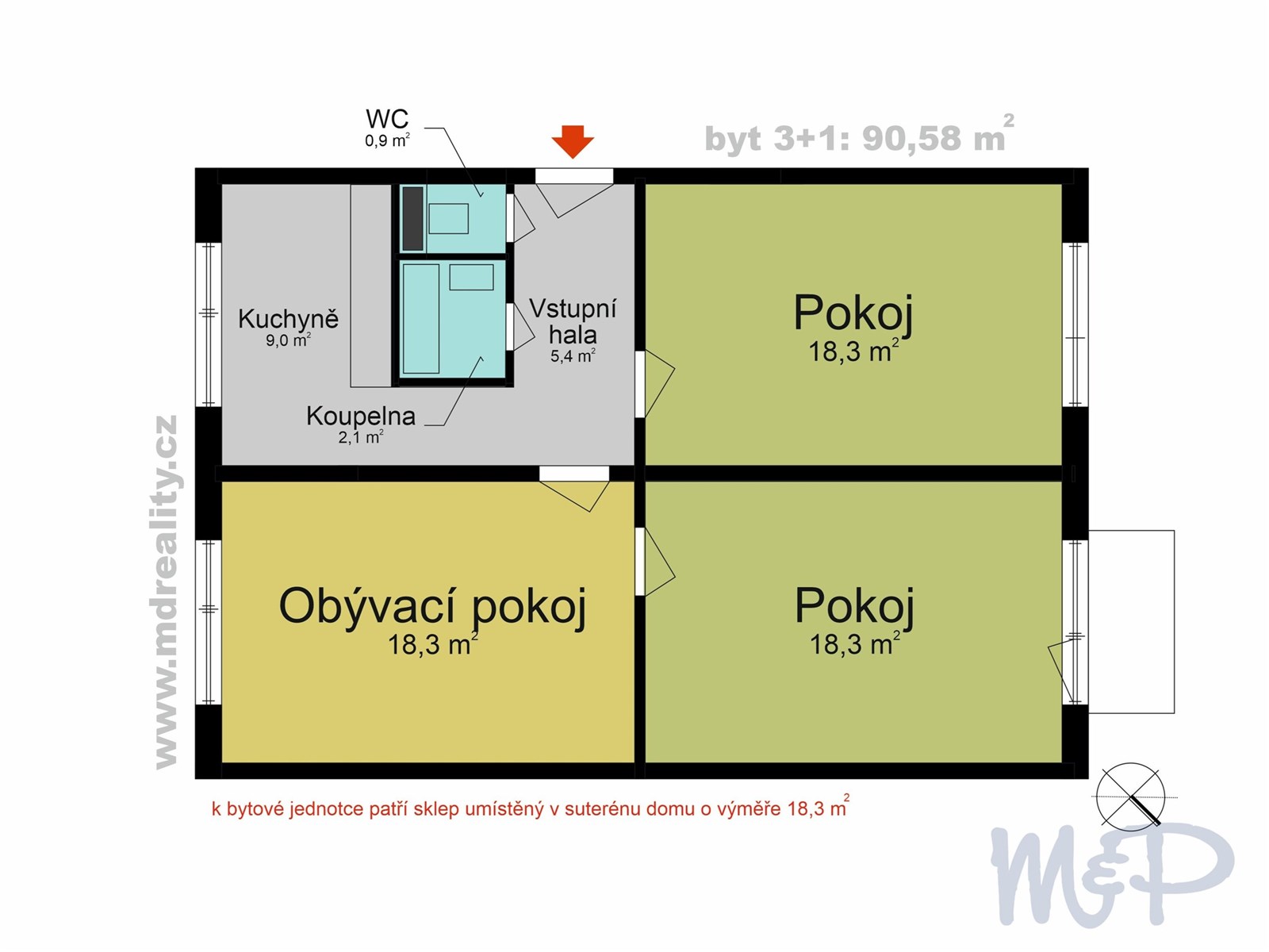 BYT 3+1 Sokolovská (Půdorys)