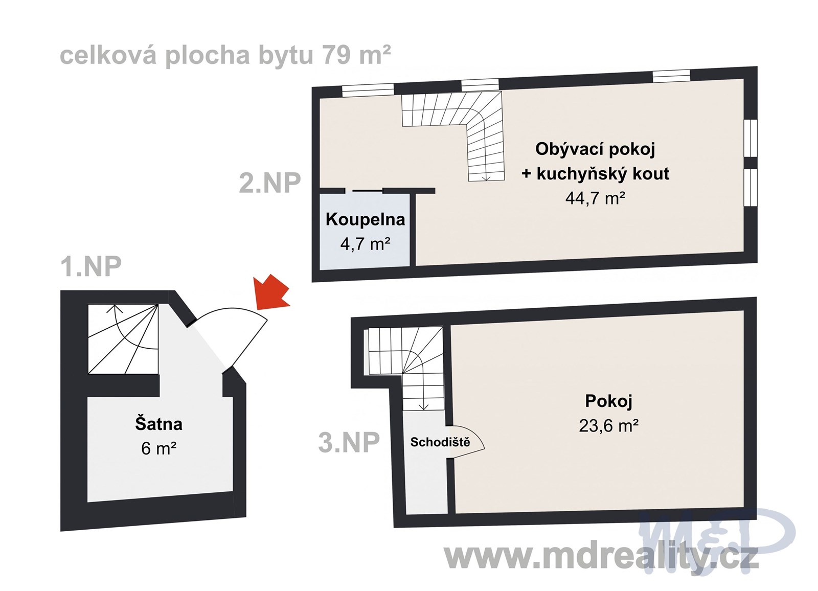 Byt 2+kk v třebíčském Zámostí (ve čtvrti zapsané d