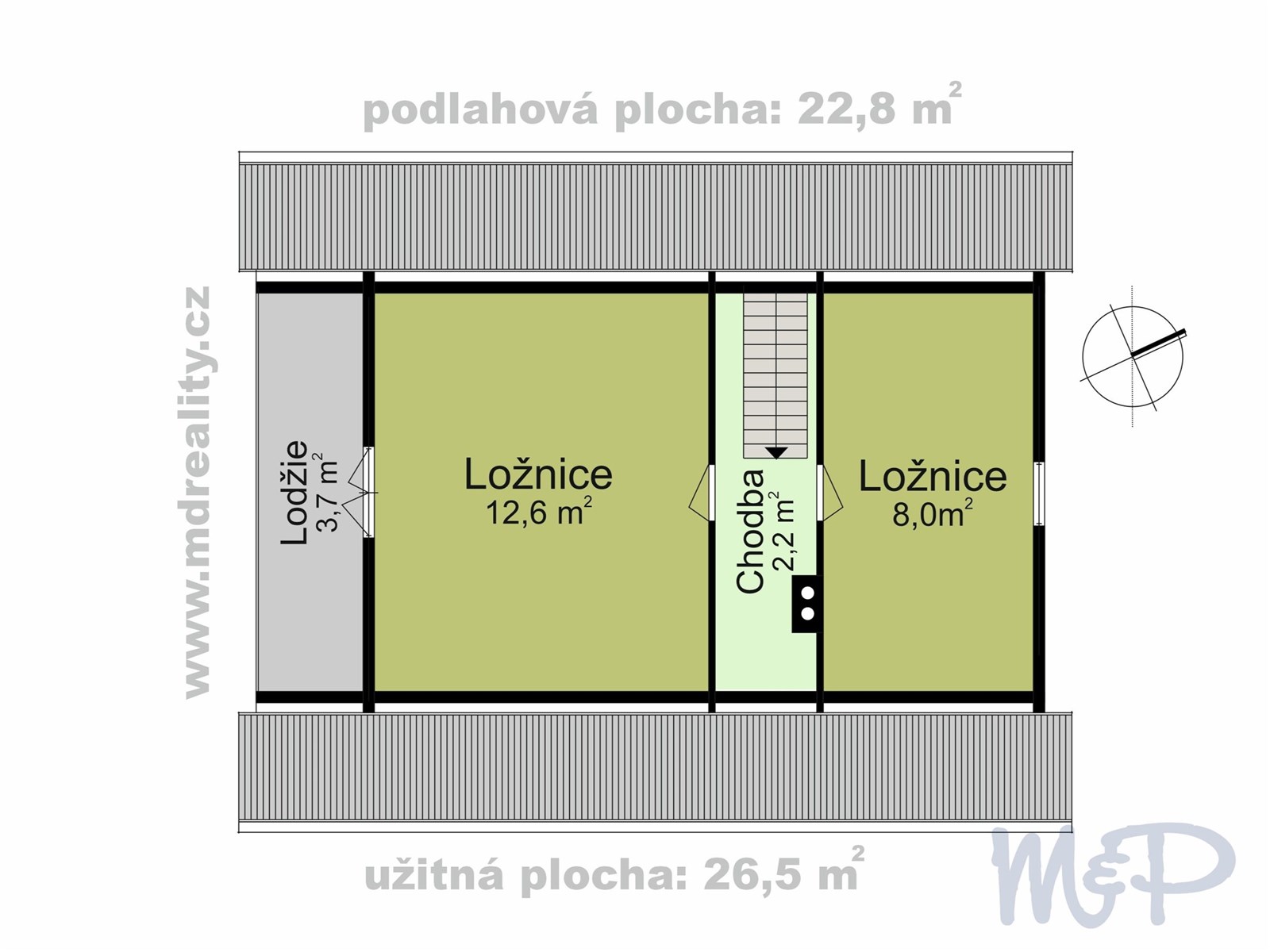 Rekreační chata v Kozlanech (PŮDORYS PODKROVÍ)