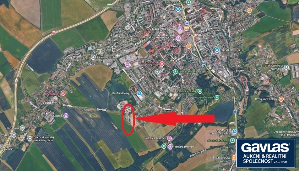 detail umístění areálu Nový Jičín