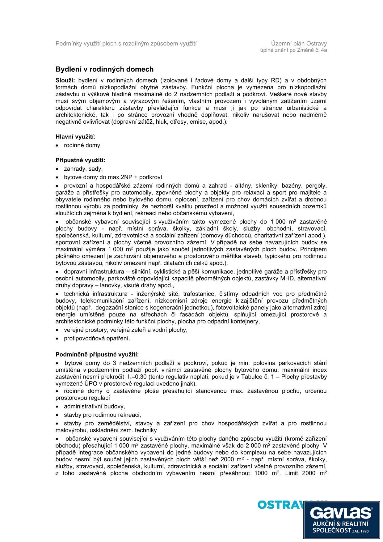 Pozemek Michálkovice - regulativy UP-1