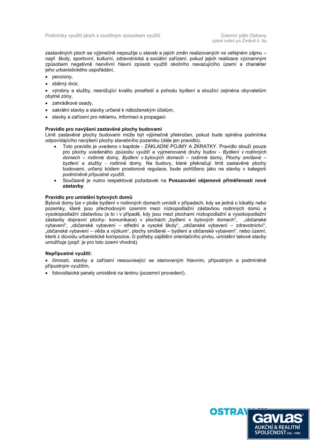 Pozemek Michálkovice - regulativy UP-2