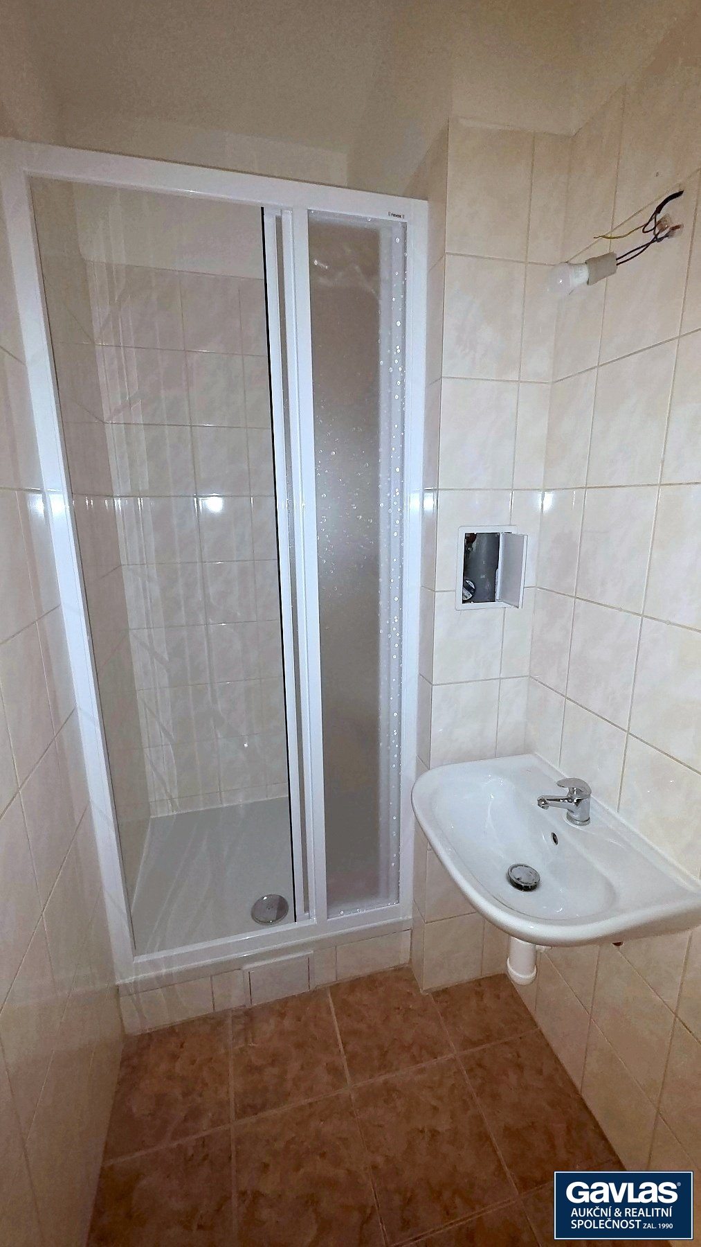 Koupelna - sprchový kout a umyvadlo