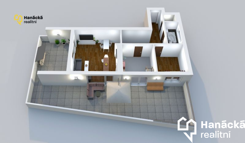 Prodej bytu 3+kk s terasou 80m2 a parkováním, ul. 