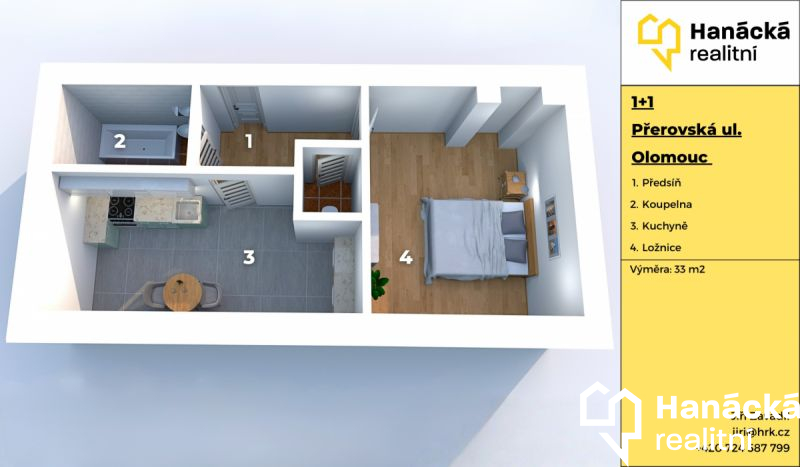 Prodej cihlového bytu o dispozici 1+1 v Olomouci