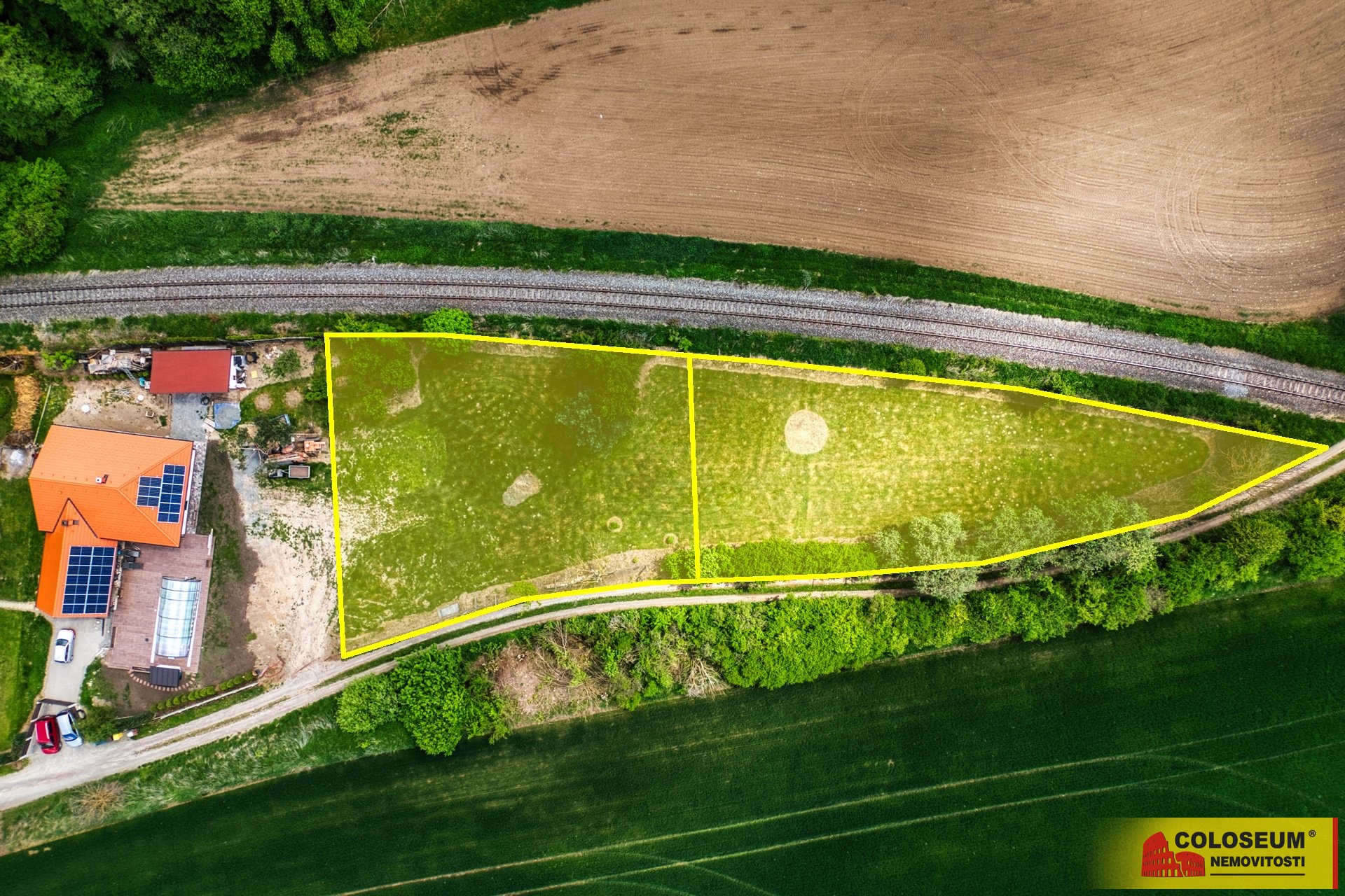 Pohled z dronu výřez – Sudice u Boskovic – prodej 