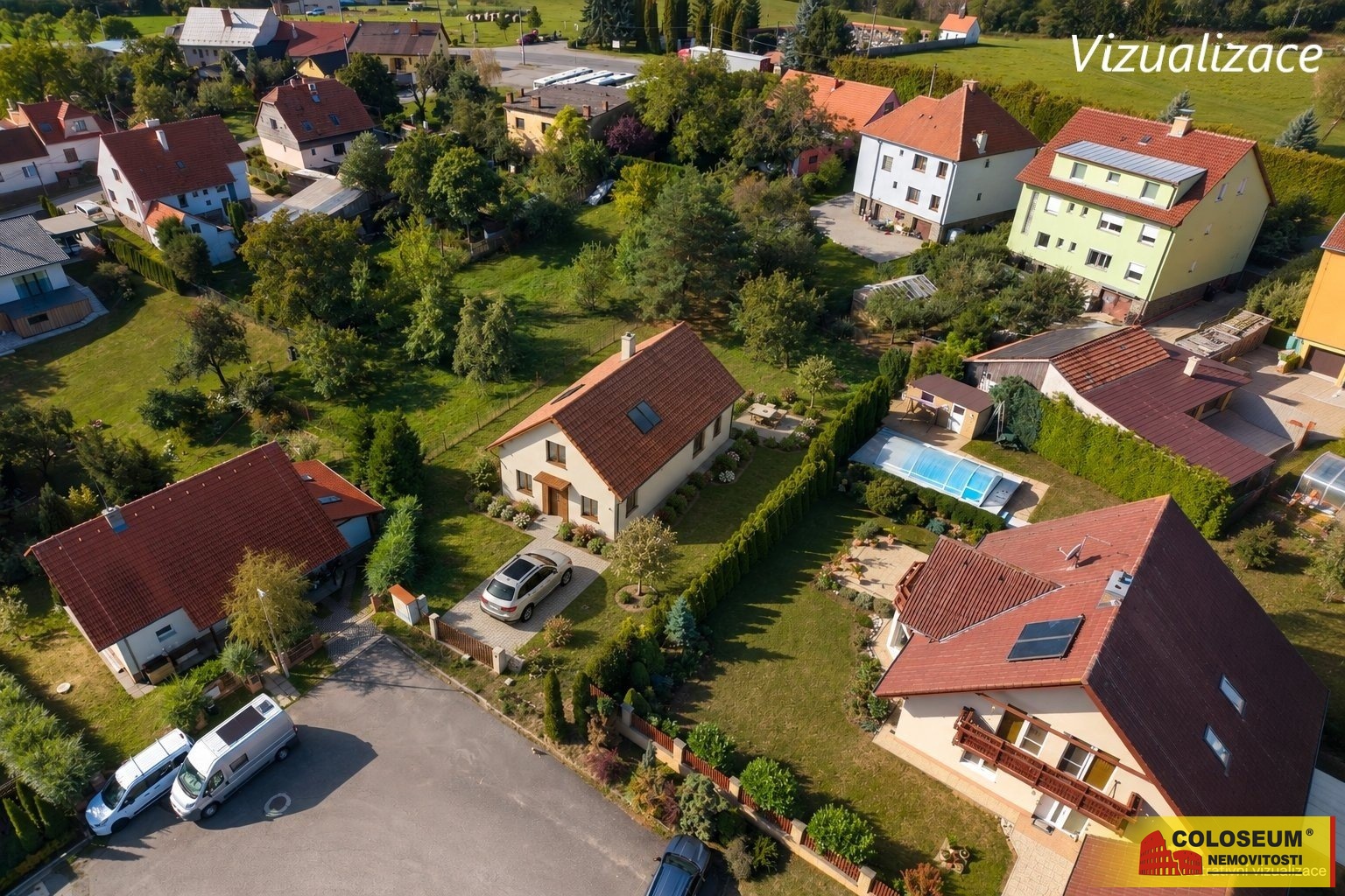 Pohled z dronu vizualizace - Ruprechtov - prodej p